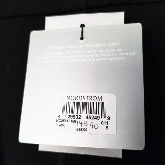 NEW Nordstrom Collection Leather Trim Ponte Knit Blazer Jacket S Black Crop $298 - Picture 9 of 16